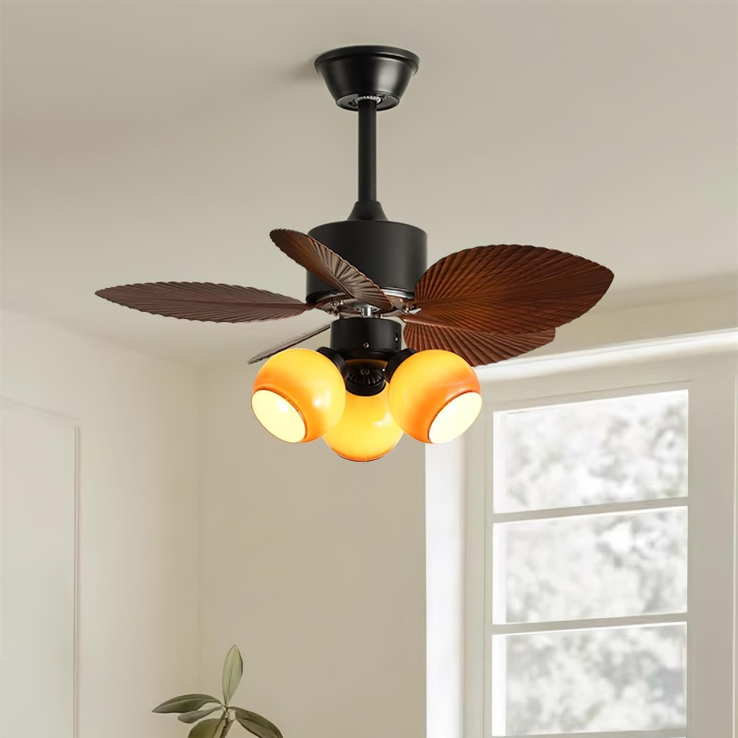 Nerina Tropical Glass Ceiling Fan Light-Neutral Decor