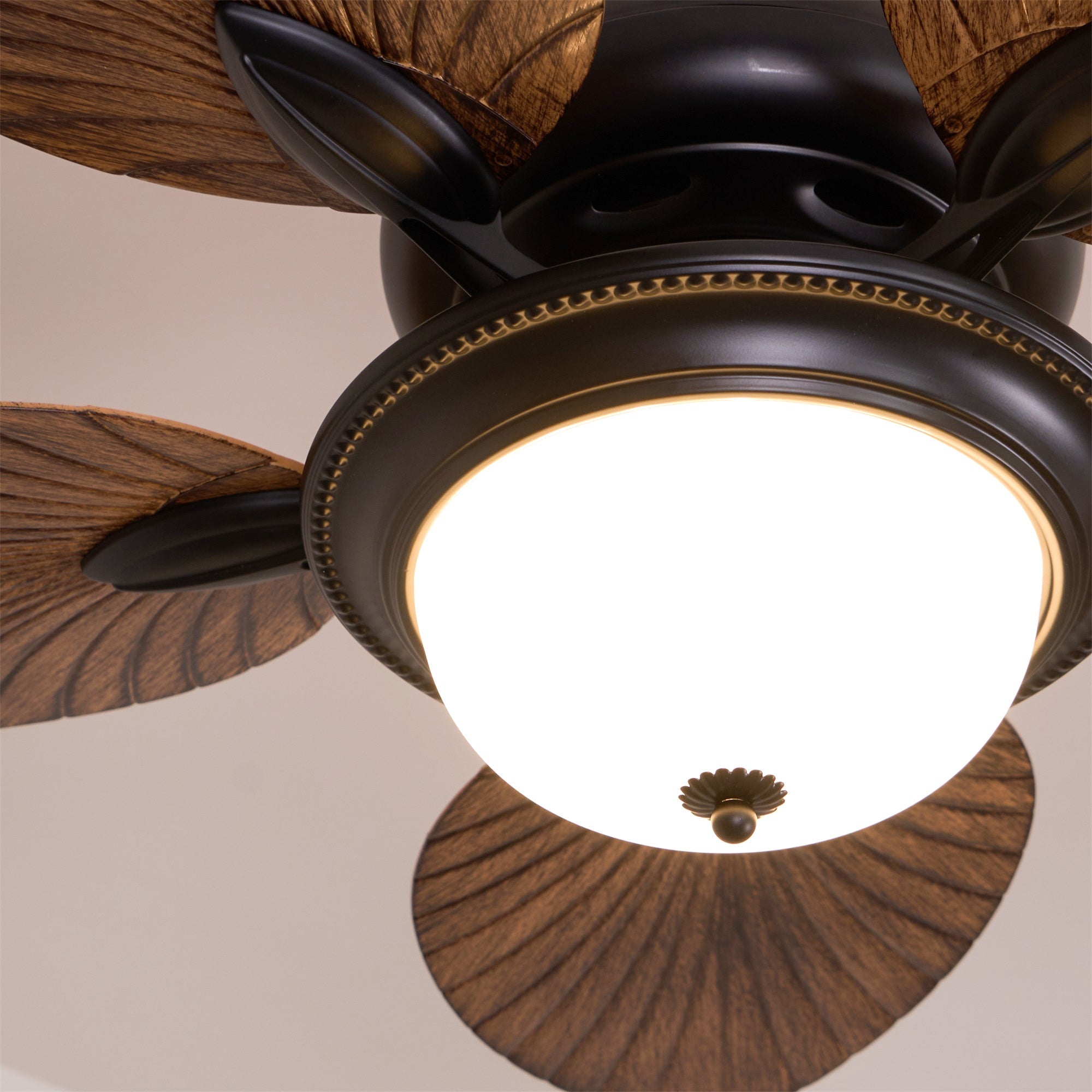 Vase Tropical Wood Ceiling Fan Light-Neutral Decor