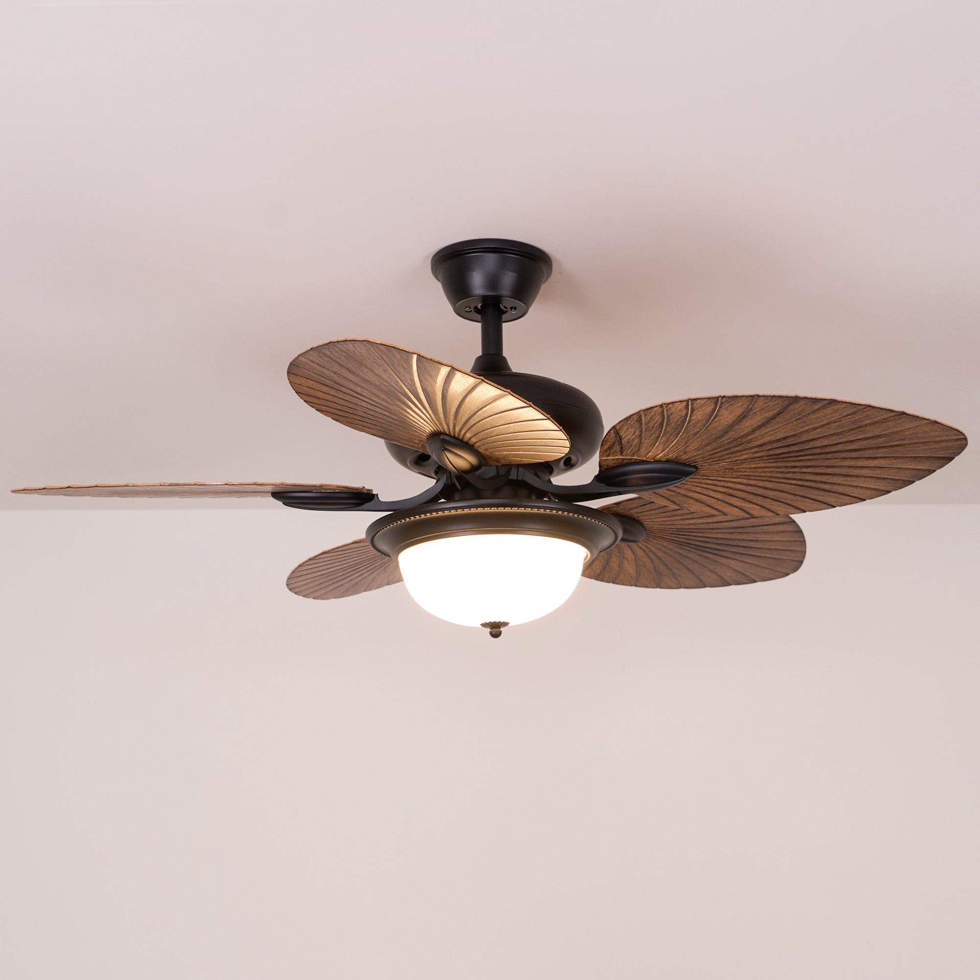 Vase Tropical Wood Ceiling Fan Light-Neutral Decor