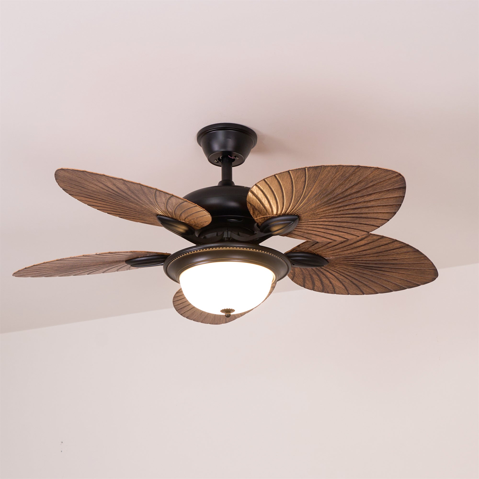 Vase Tropical Wood Ceiling Fan Light-Neutral Decor