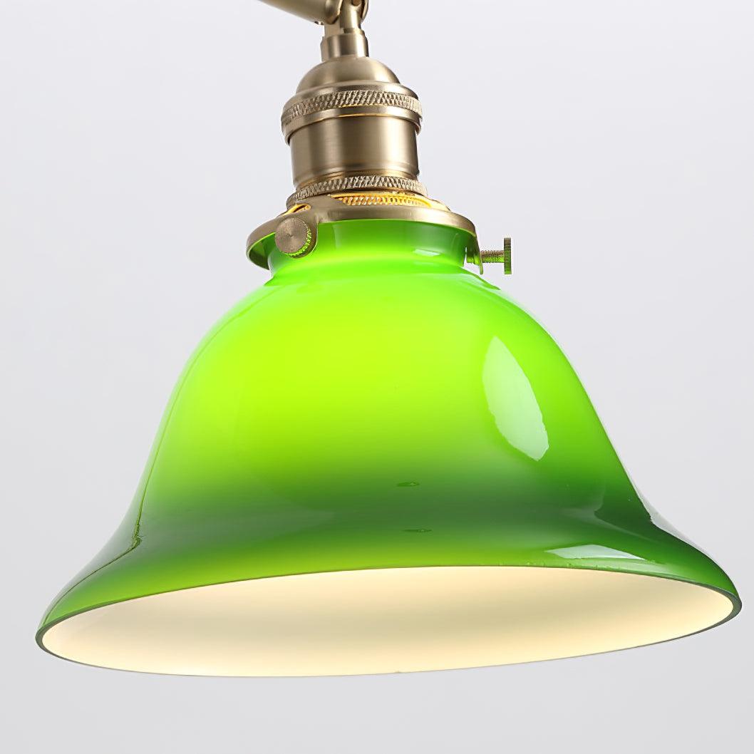 Velra Wall Lamp Brass and Glass Shade Walnut Wood Base Adjustable Arm Vintage-Neutral Decor