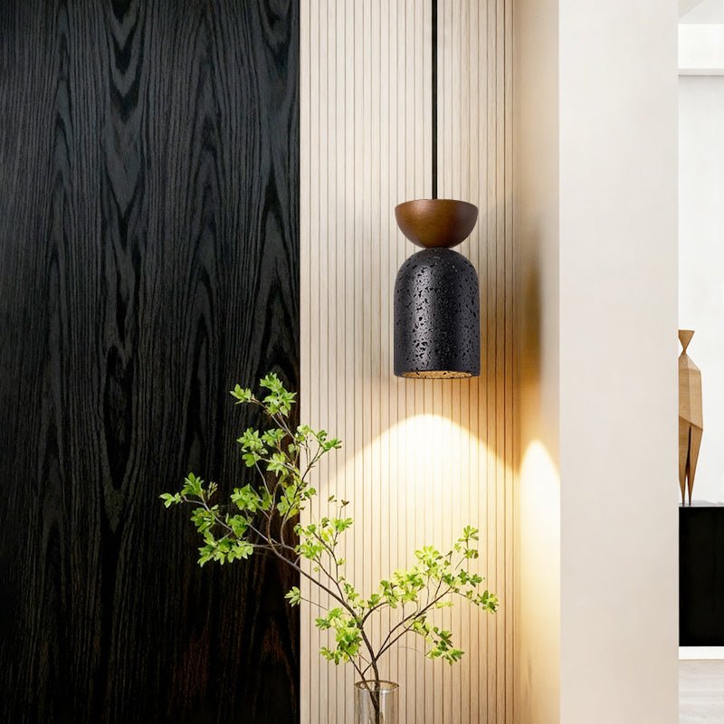 Iris Focused Black Travertine Pendant Light-Neutral Decor
