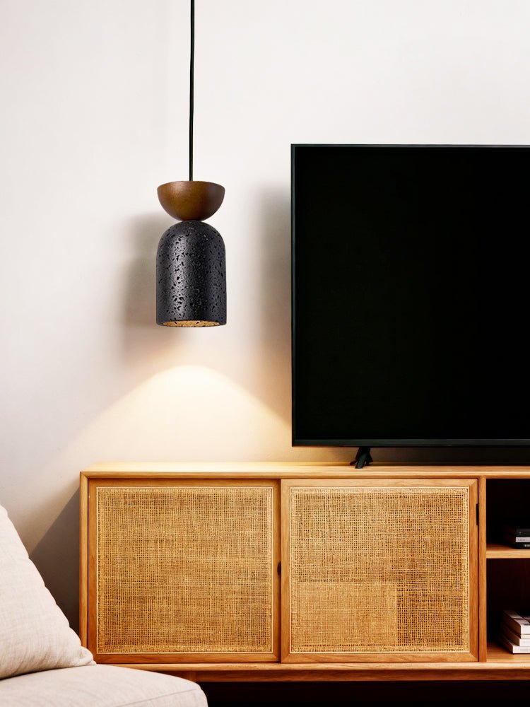 Iris Focused Black Travertine Pendant Light-Neutral Decor