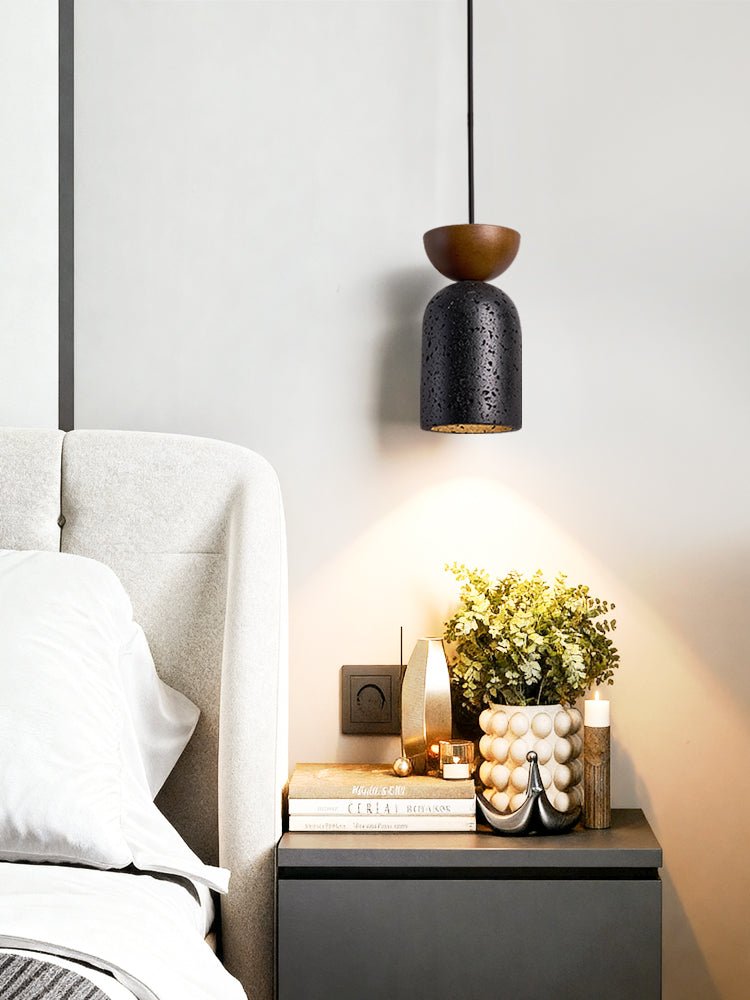 Iris Focused Black Travertine Pendant Light-Neutral Decor