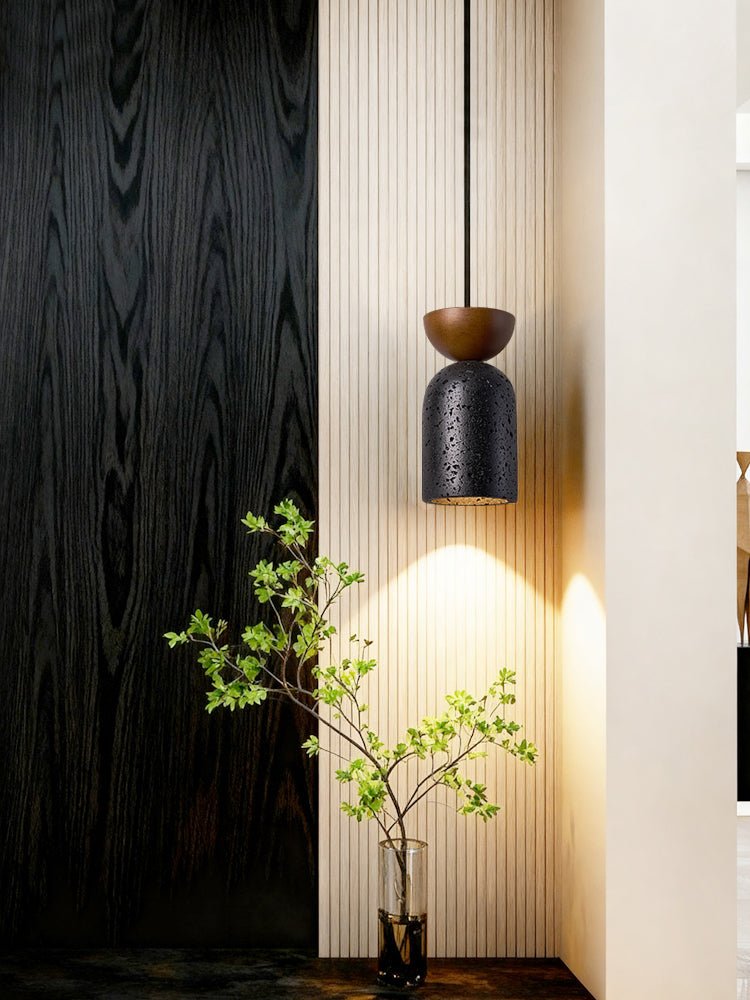 Iris Focused Black Travertine Pendant Light-Neutral Decor