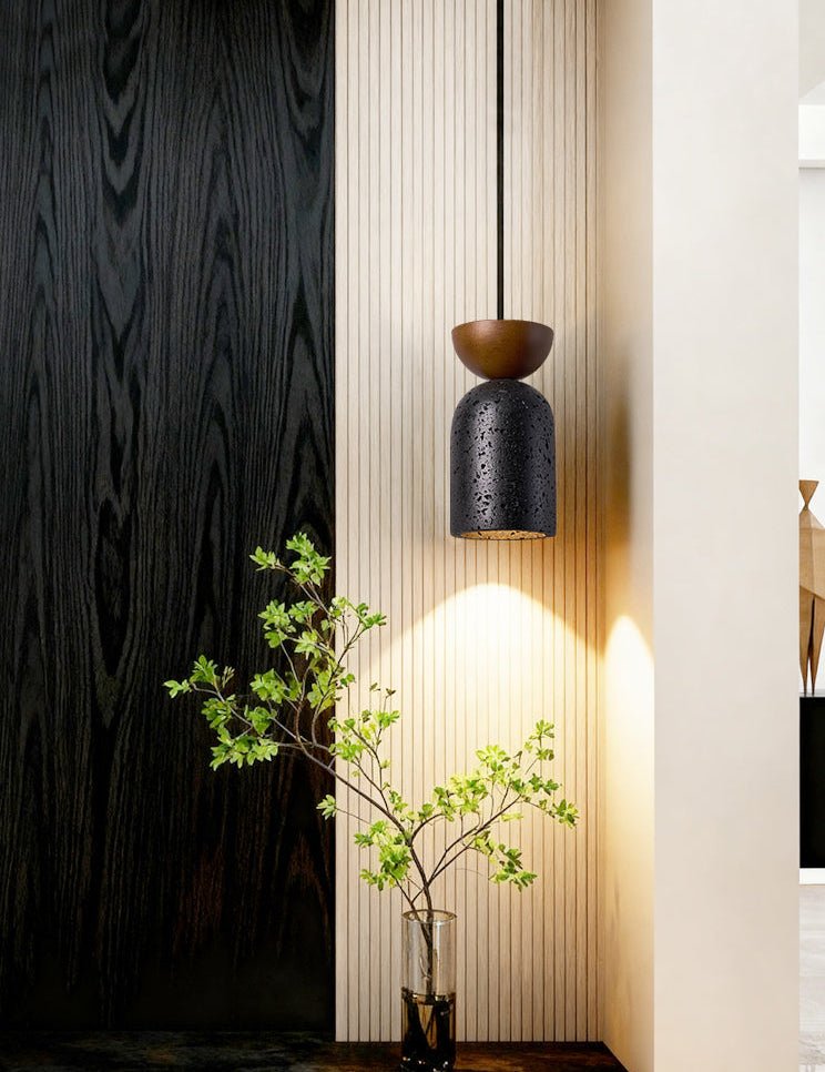 Iris Focused Black Travertine Pendant Light-Neutral Decor