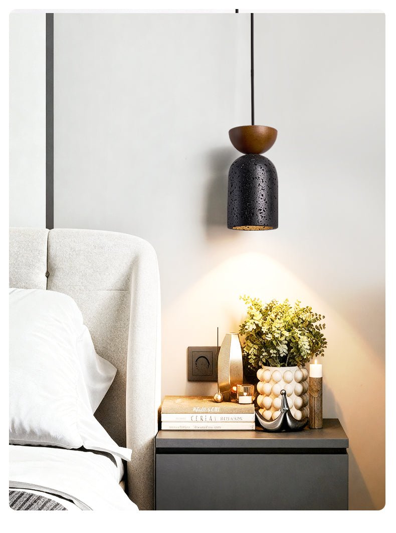 Iris Focused Black Travertine Pendant Light-Neutral Decor