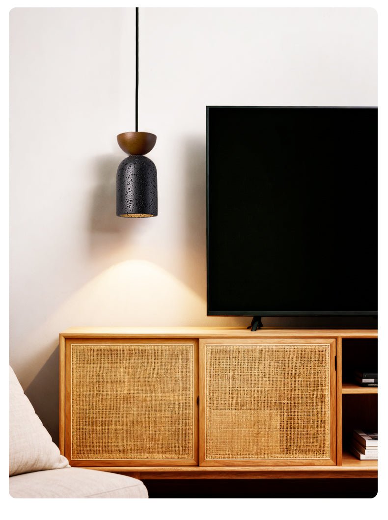 Iris Focused Black Travertine Pendant Light-Neutral Decor
