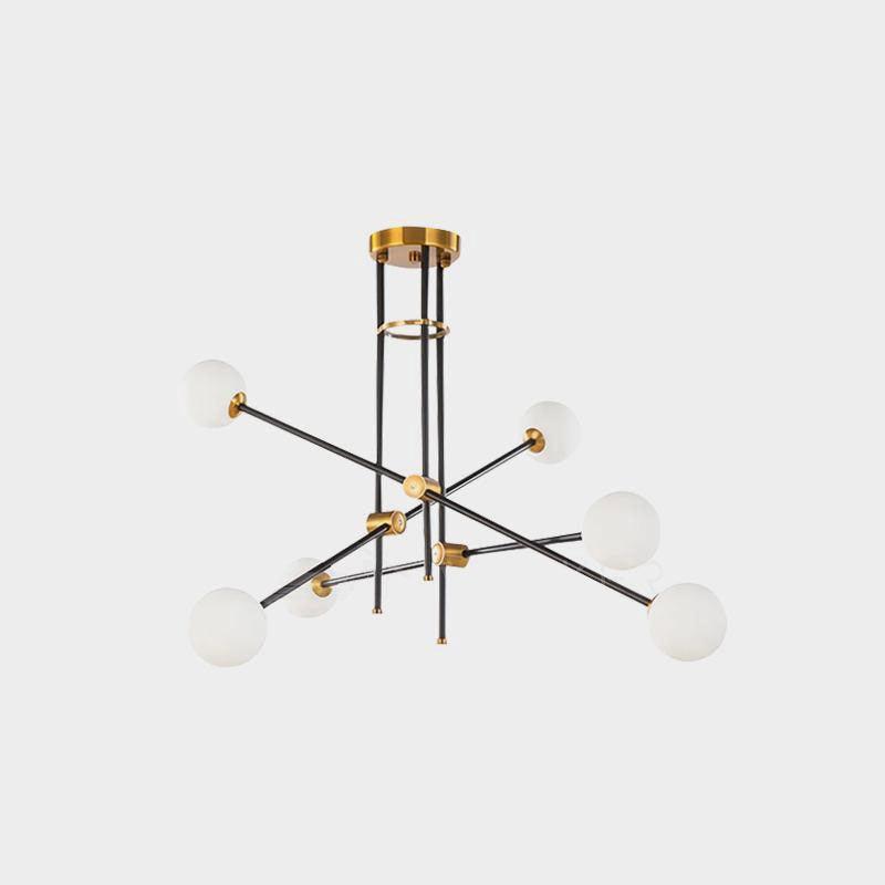 Lustra Chandelier SI Brass Glass Globe-Neutral Decor