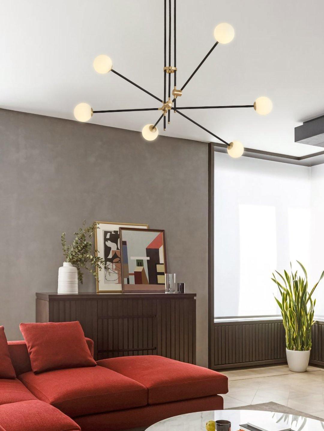 Lustra Chandelier SI Brass Glass Globe-Neutral Decor