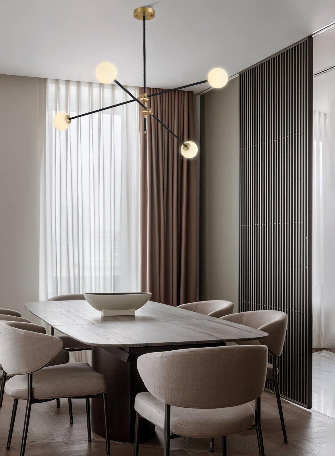 Lustra Chandelier SI Brass Glass Globe-Neutral Decor