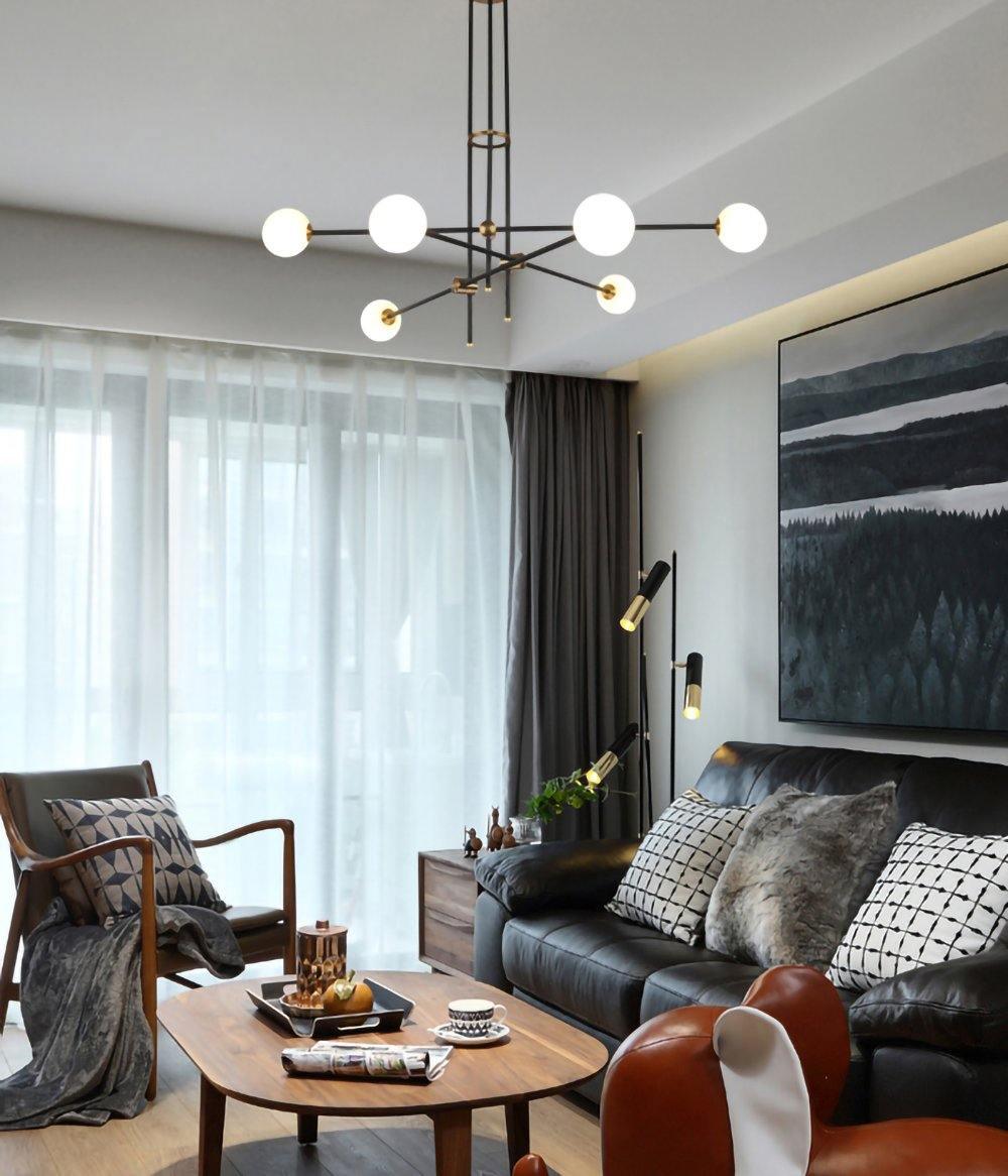 Lustra Chandelier SI Brass Glass Globe-Neutral Decor