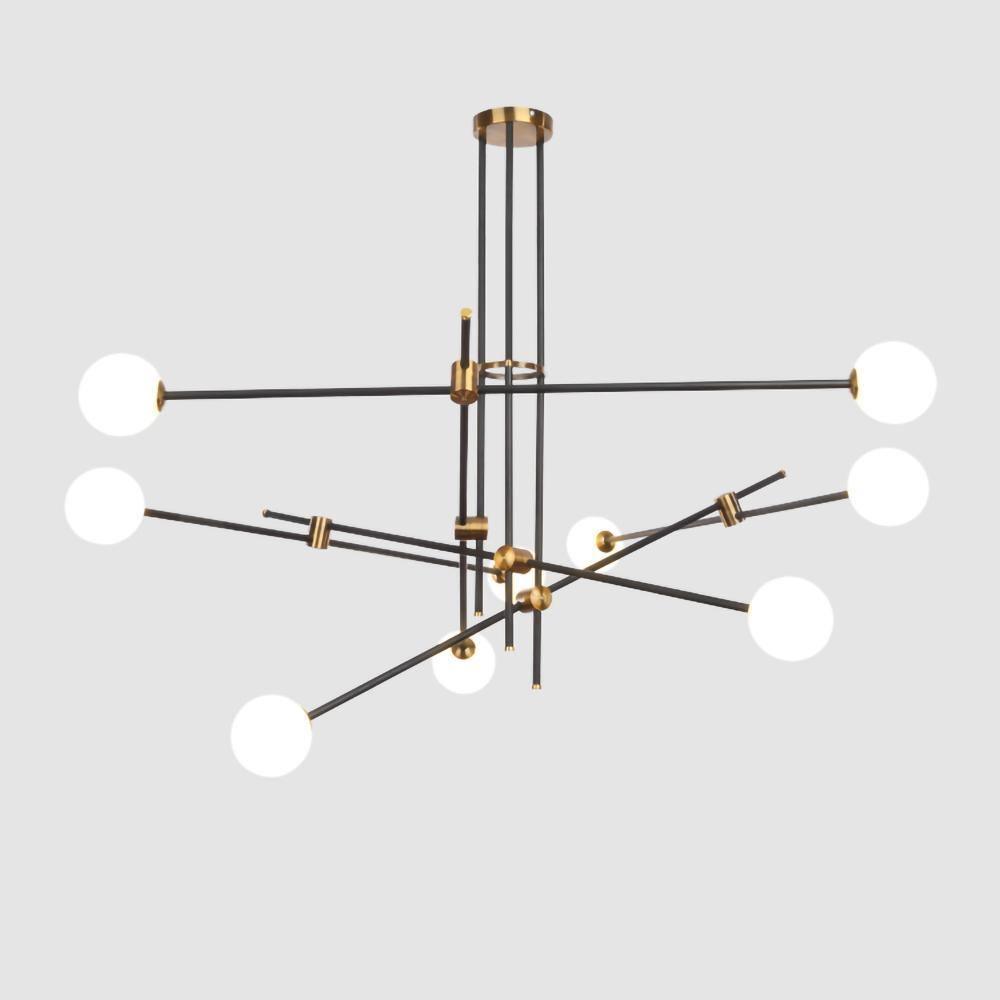 Lustra Chandelier SI Brass Glass Globe-Neutral Decor