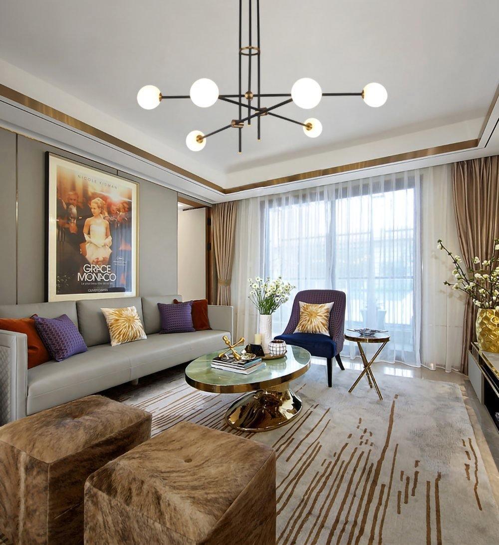 Lustra Chandelier SI Brass Glass Globe-Neutral Decor