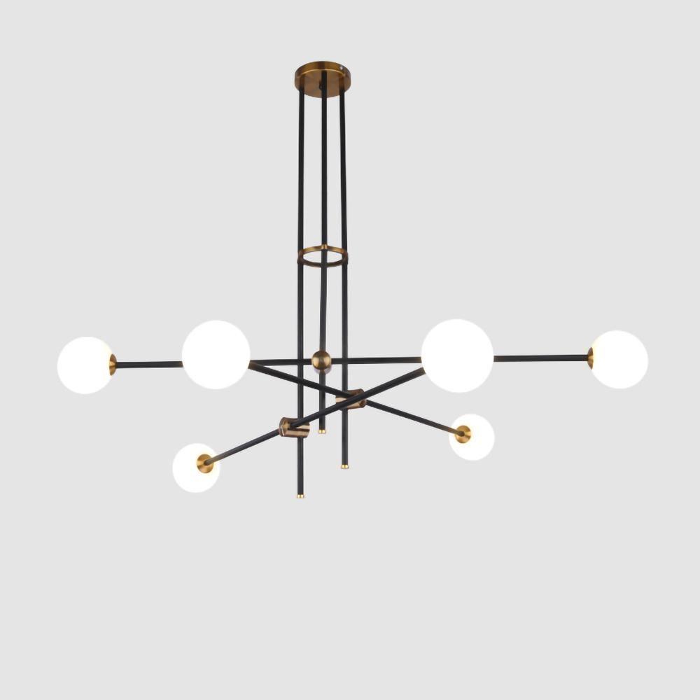 Lustra Chandelier SI Brass Glass Globe-Neutral Decor