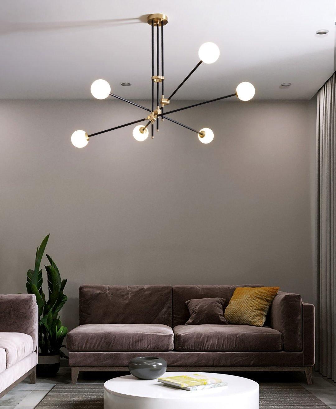 Lustra Chandelier SI Brass Glass Globe-Neutral Decor