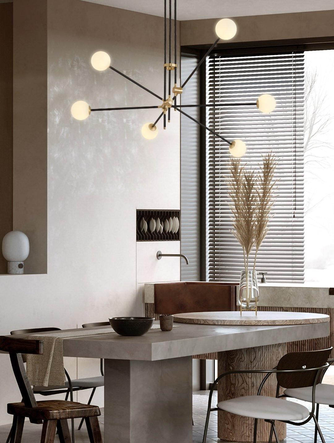 Lustra Chandelier SI Brass Glass Globe-Neutral Decor