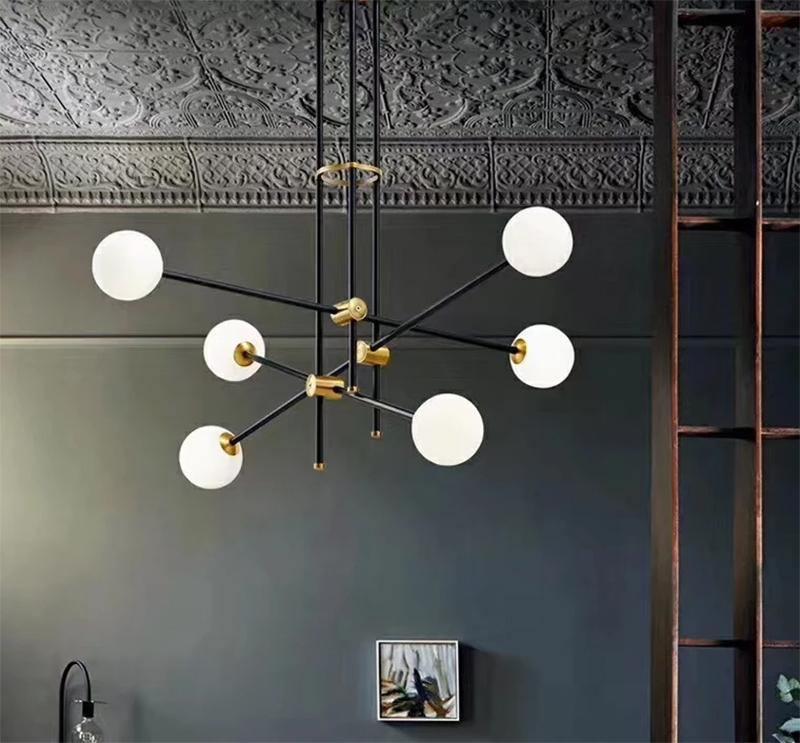 Lustra Chandelier SI Brass Glass Globe-Neutral Decor