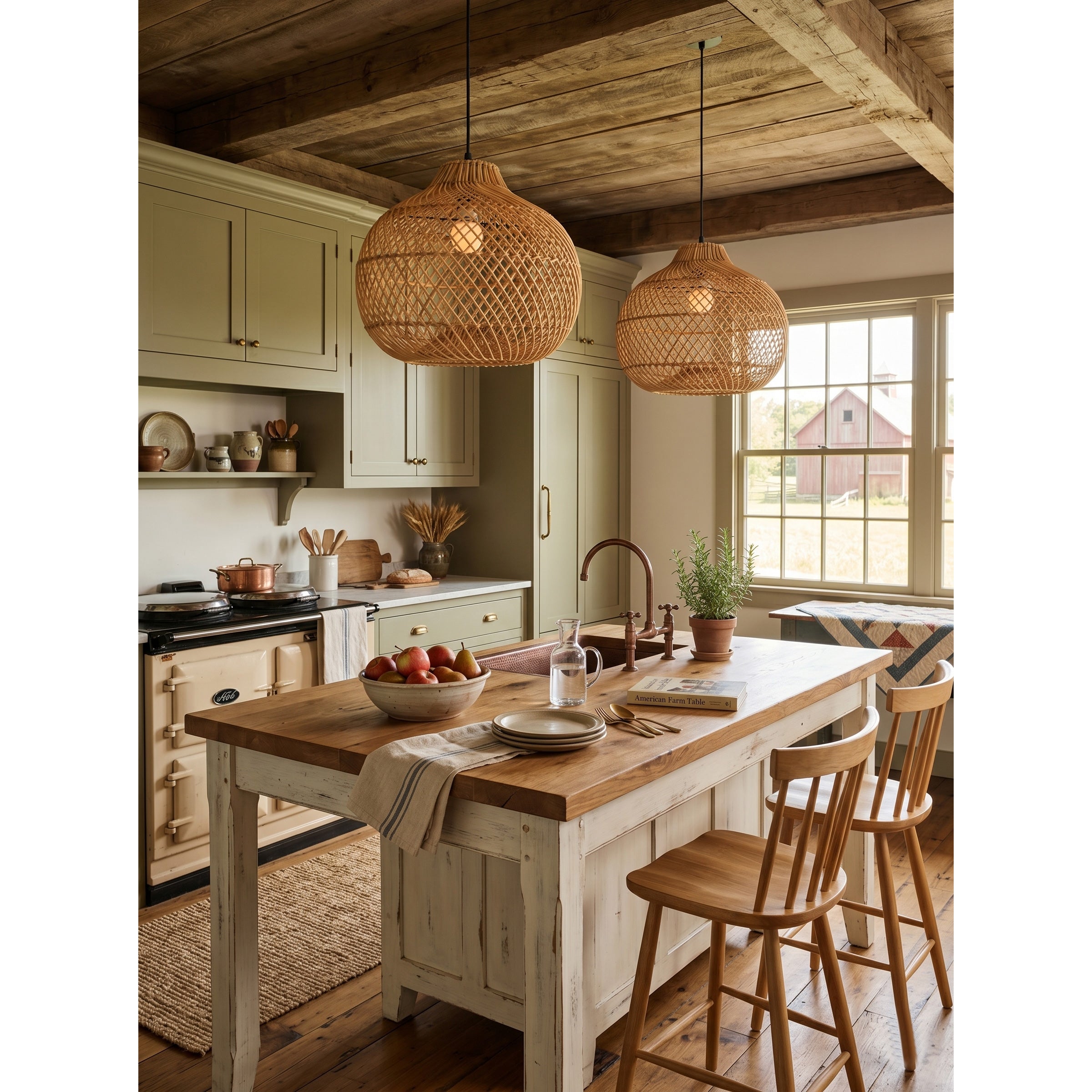 The natural rattan color of the Bawang pendant lamp shade.