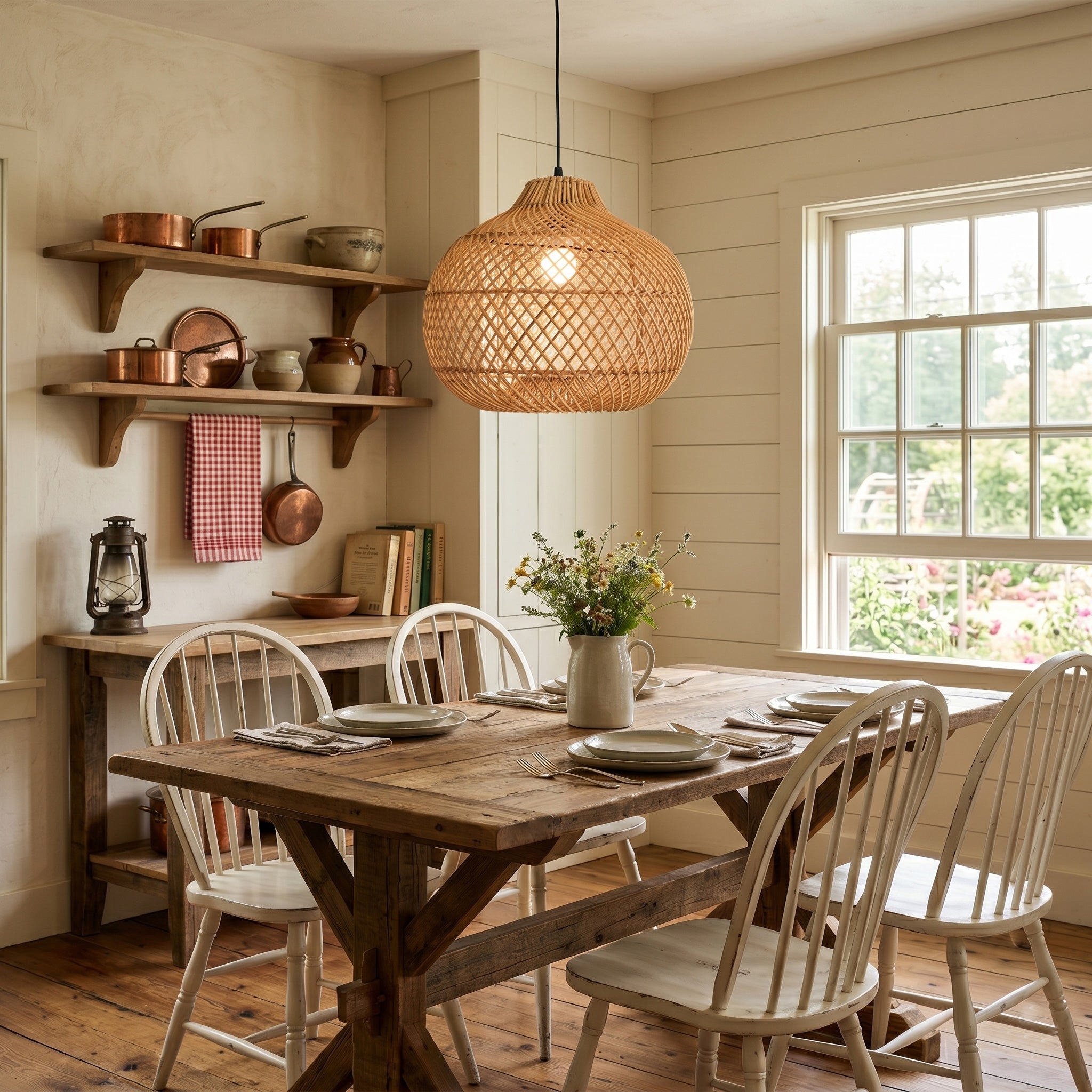 Side view of the Bawang Lantern Pendant Lamp against a white wall.