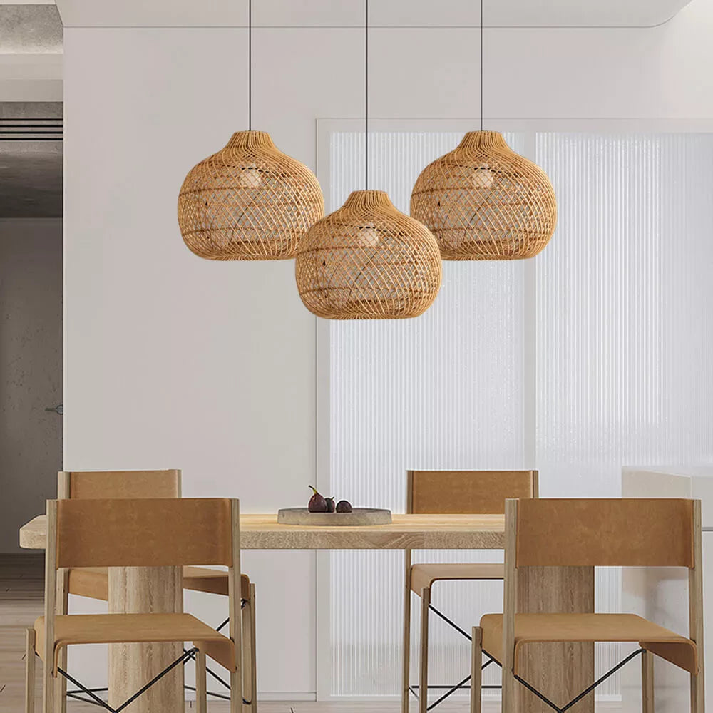 Bawang Lantern Pendant Lamp in a boho-style living room setting.