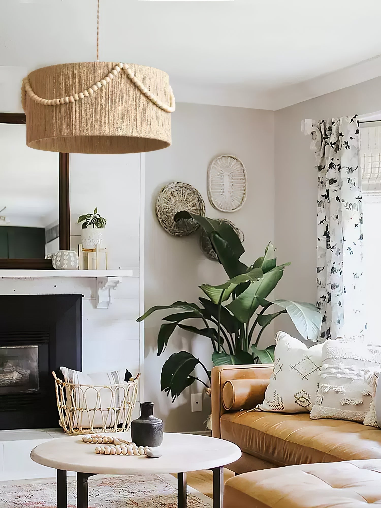 Ershaa Elegance Natural Beaded Boho Pendant Lamp-Neutral Decor