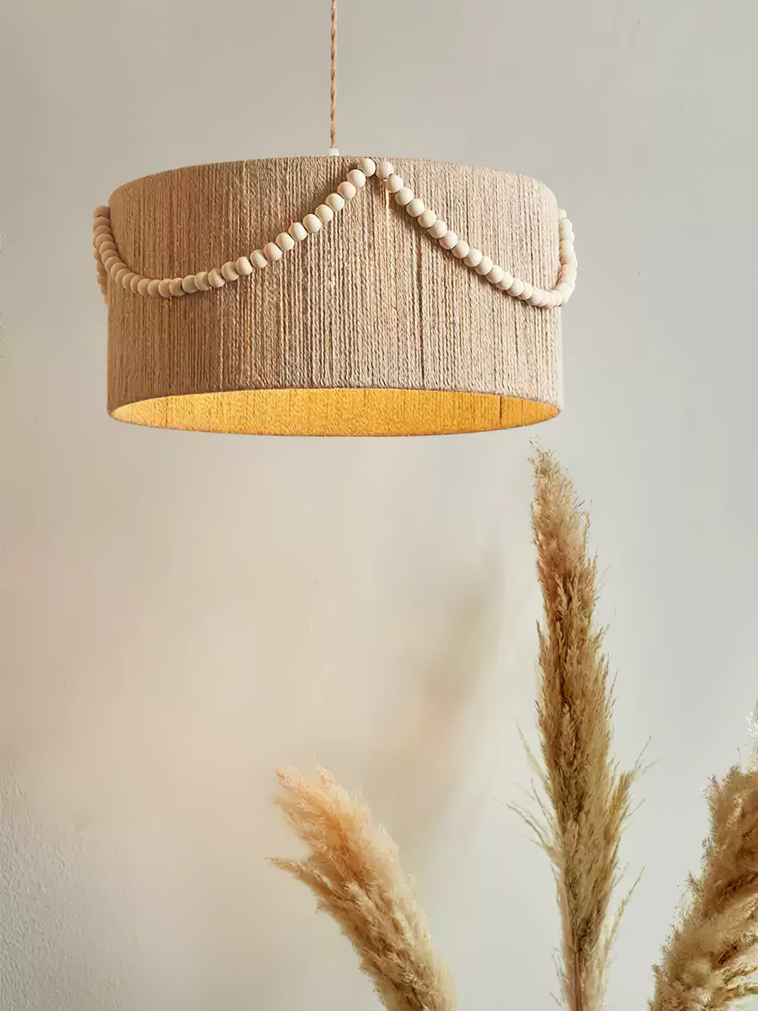 Ershaa Elegance Natural Beaded Boho Pendant Lamp-Neutral Decor