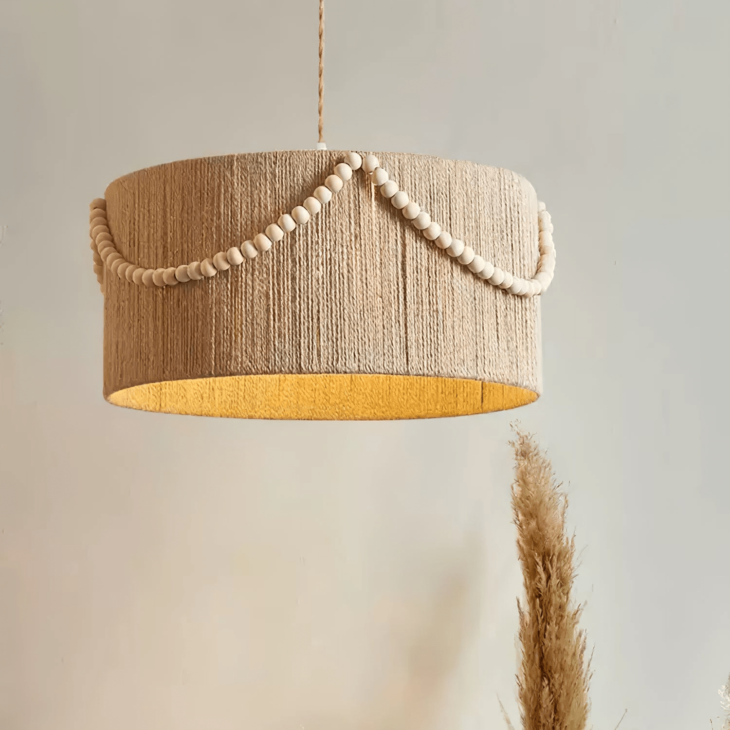 Ershaa Elegance Natural Beaded Boho Pendant Lamp-Neutral Decor