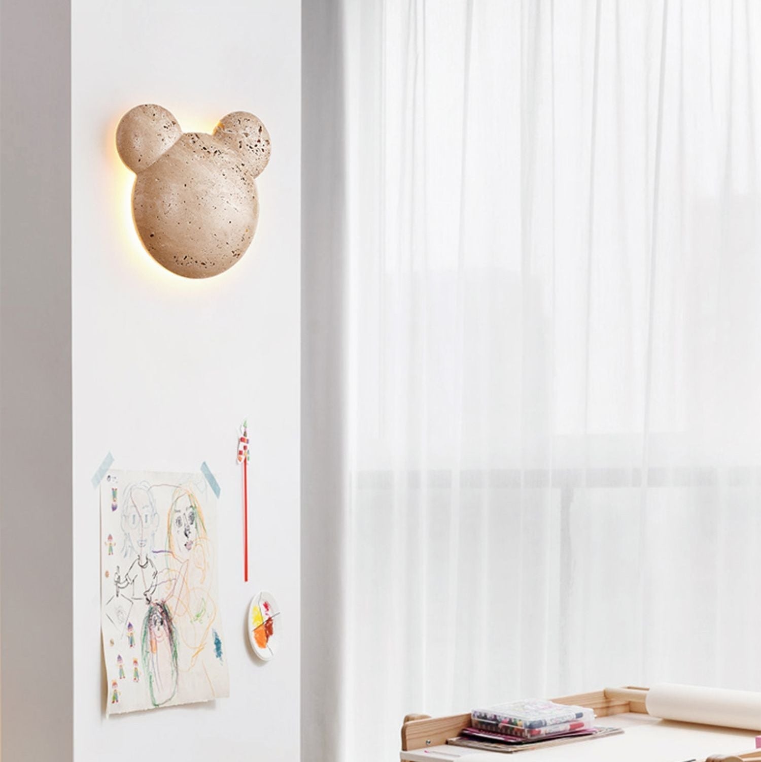 Tavi Yellow Travertine Bearstone Wall Lamp-Neutral Decor
