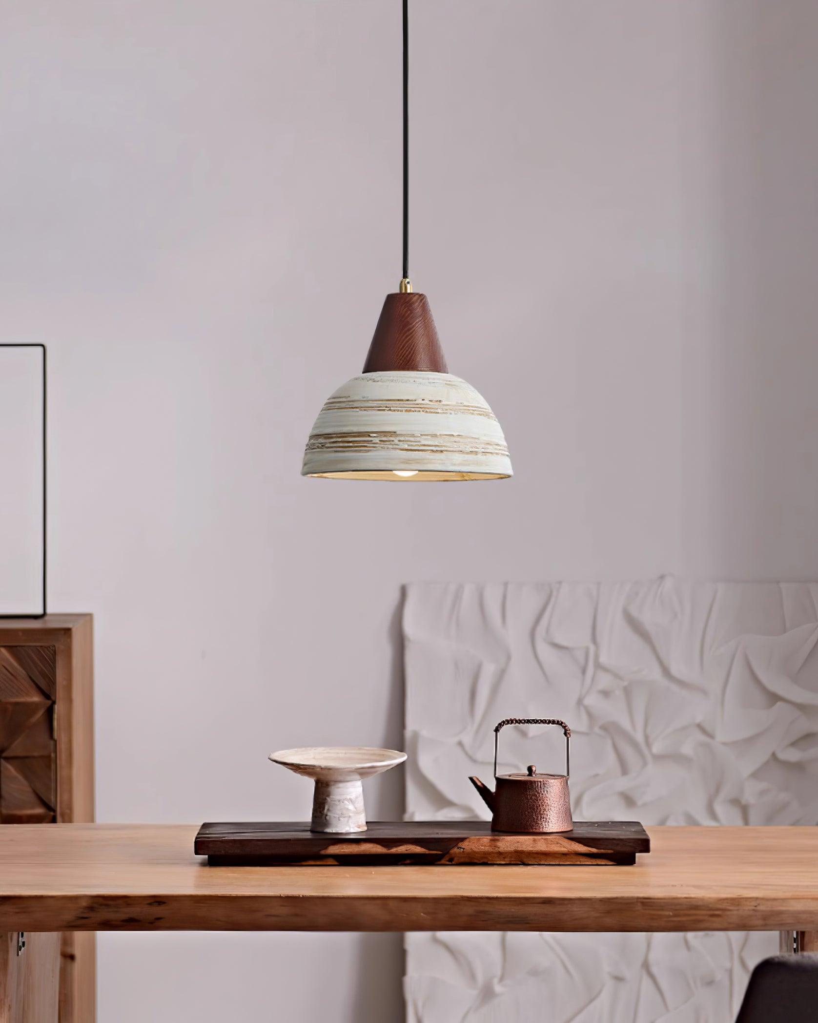 Pendant Lamp Textured Ceramic Shade Tapered Nordic Minimalist