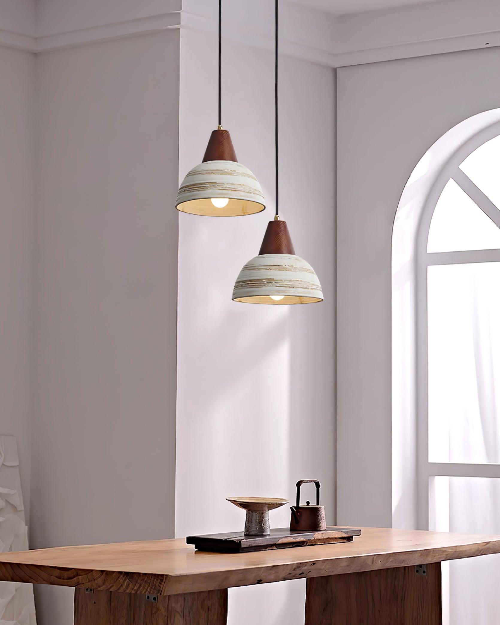 Pendant Lamp Textured Ceramic Shade Tapered Nordic Minimalist