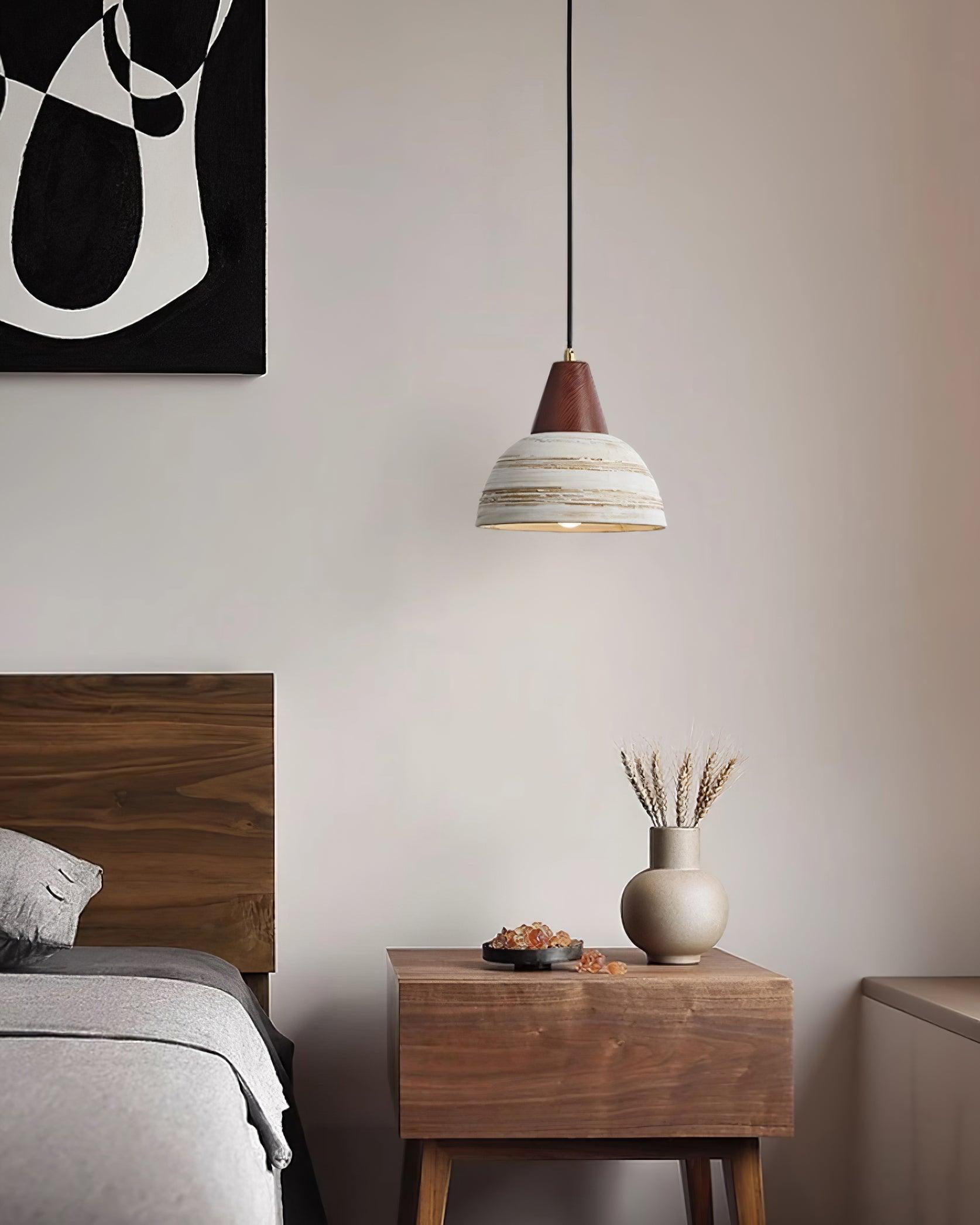 Pendant Lamp Textured Ceramic Shade Tapered Nordic Minimalist