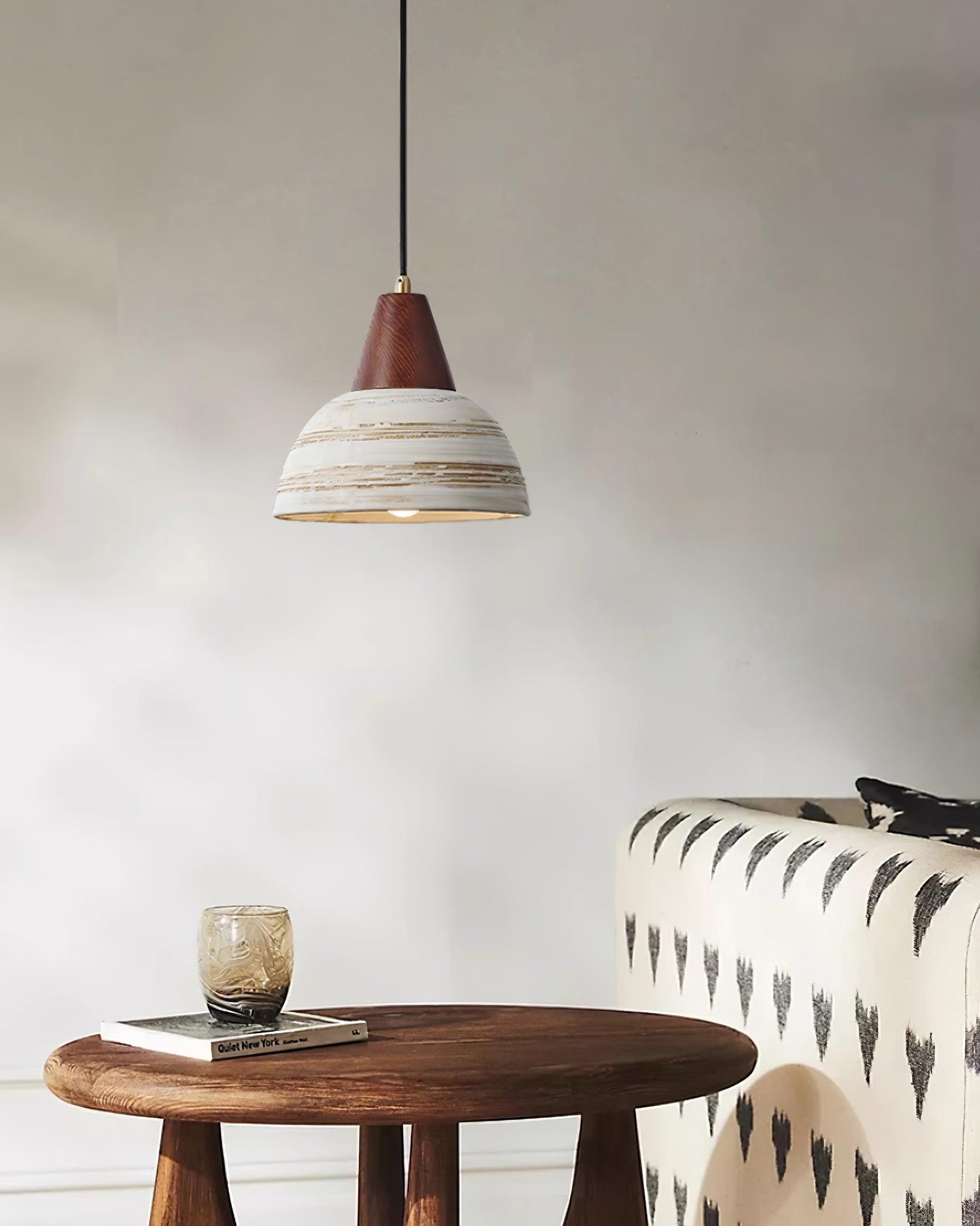 Pendant Lamp Textured Ceramic Shade Tapered Nordic Minimalist