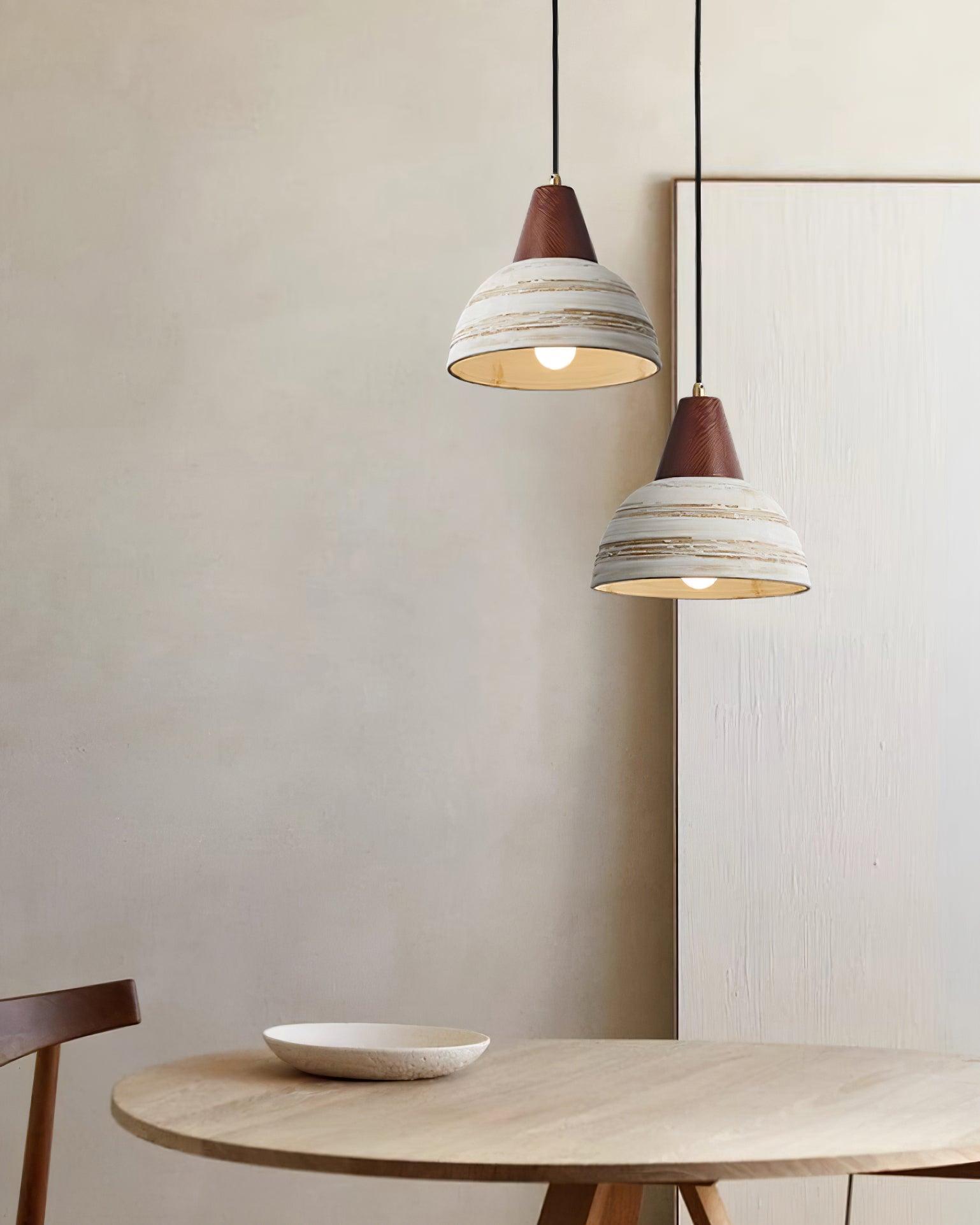 Pendant Lamp Textured Ceramic Shade Tapered Nordic Minimalist