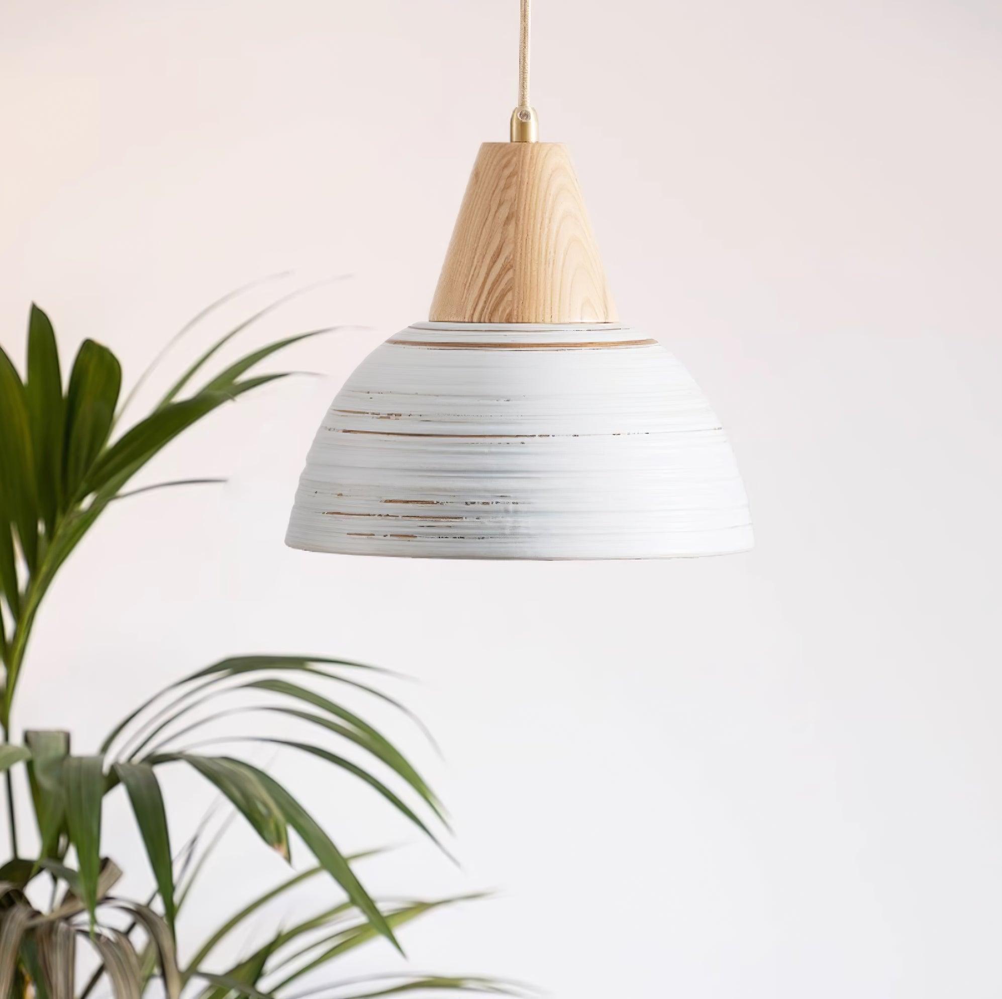 Pendant Lamp Textured Ceramic Shade Tapered Nordic Minimalist