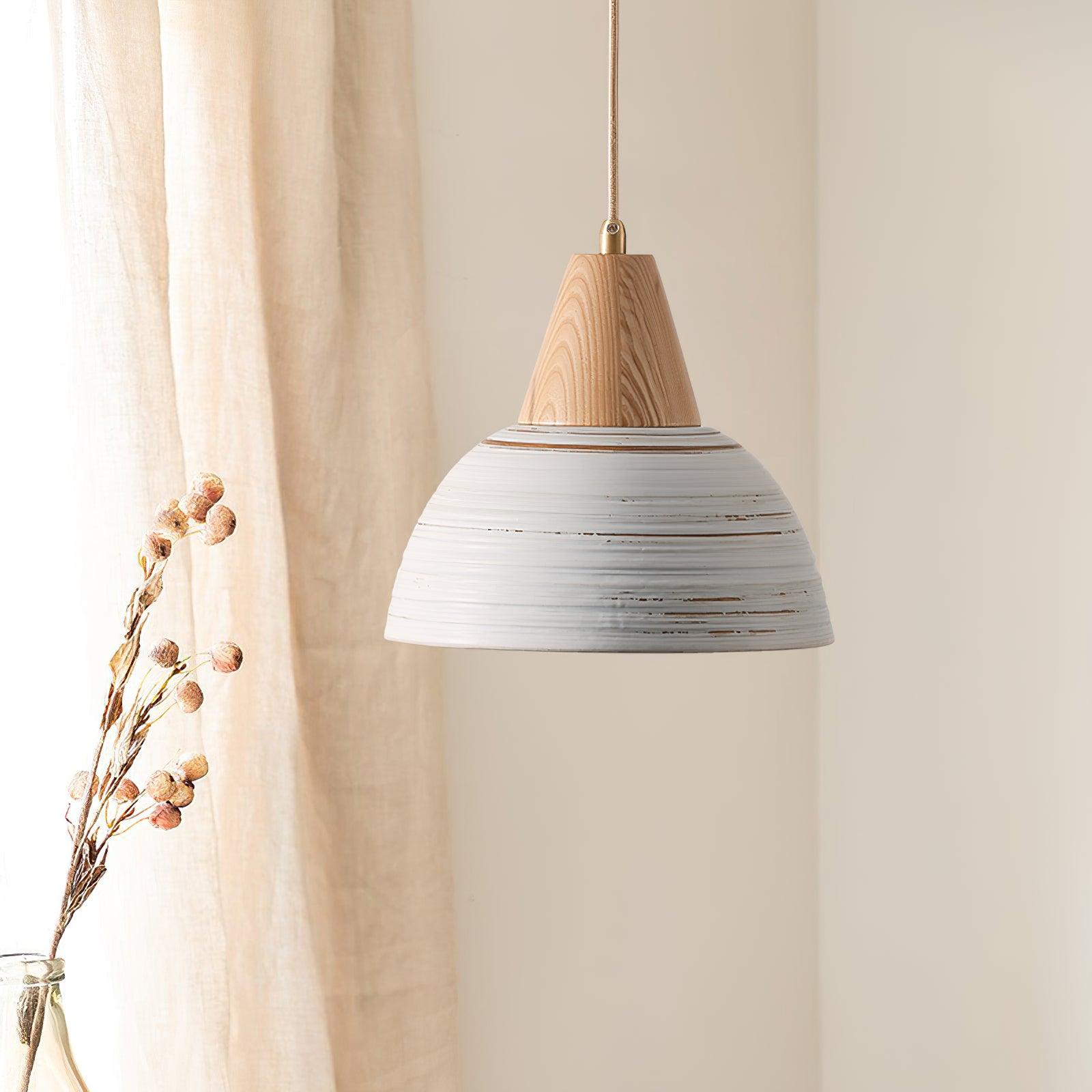 Pendant Lamp Textured Ceramic Shade Tapered Nordic Minimalist