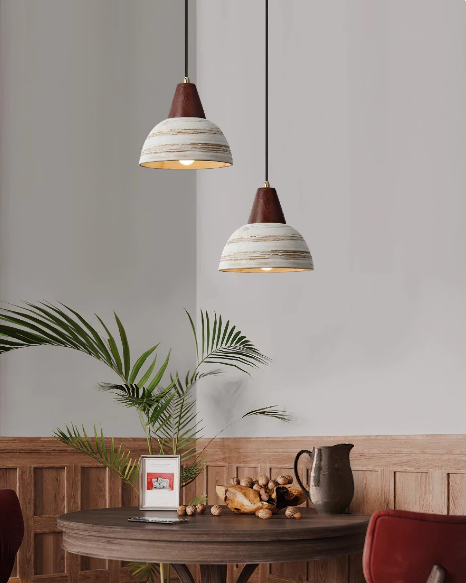 Pendant Lamp Textured Ceramic Shade Tapered Nordic Minimalist