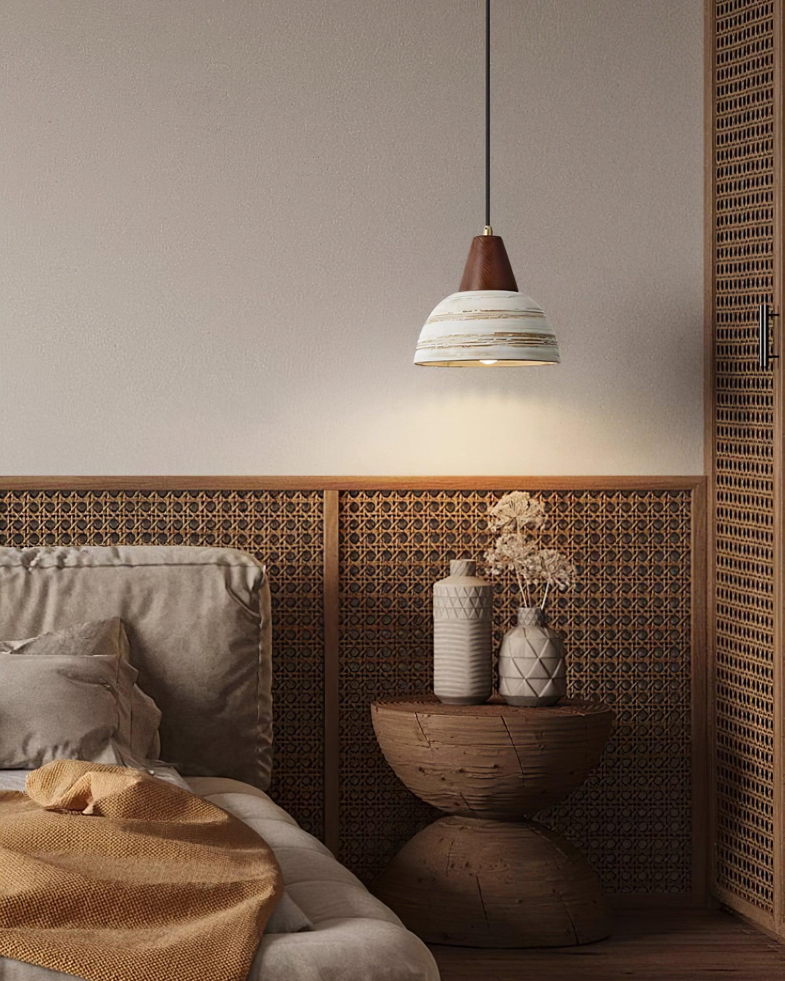 Pendant Lamp Textured Ceramic Shade Tapered Nordic Minimalist