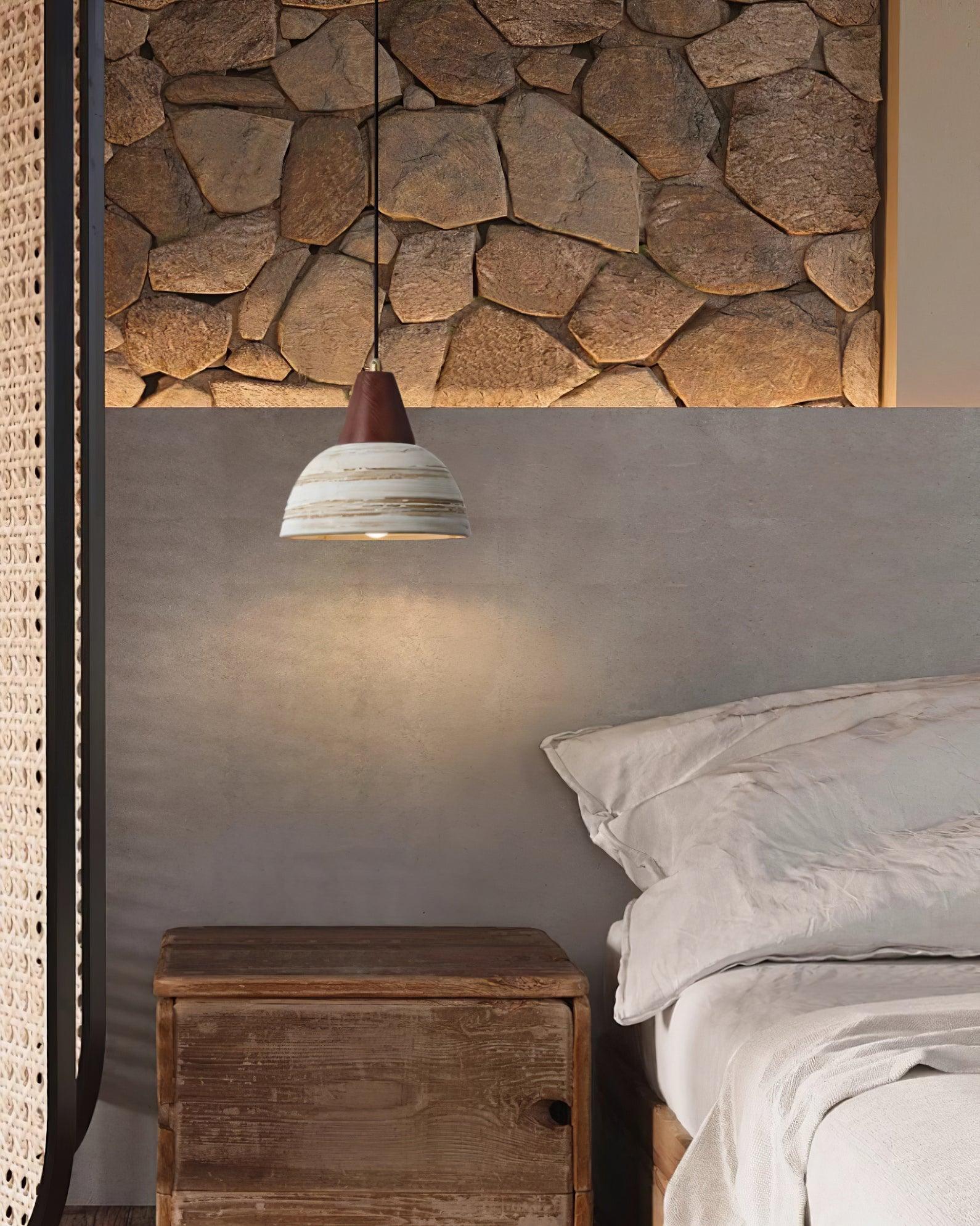 Pendant Lamp Textured Ceramic Shade Tapered Nordic Minimalist