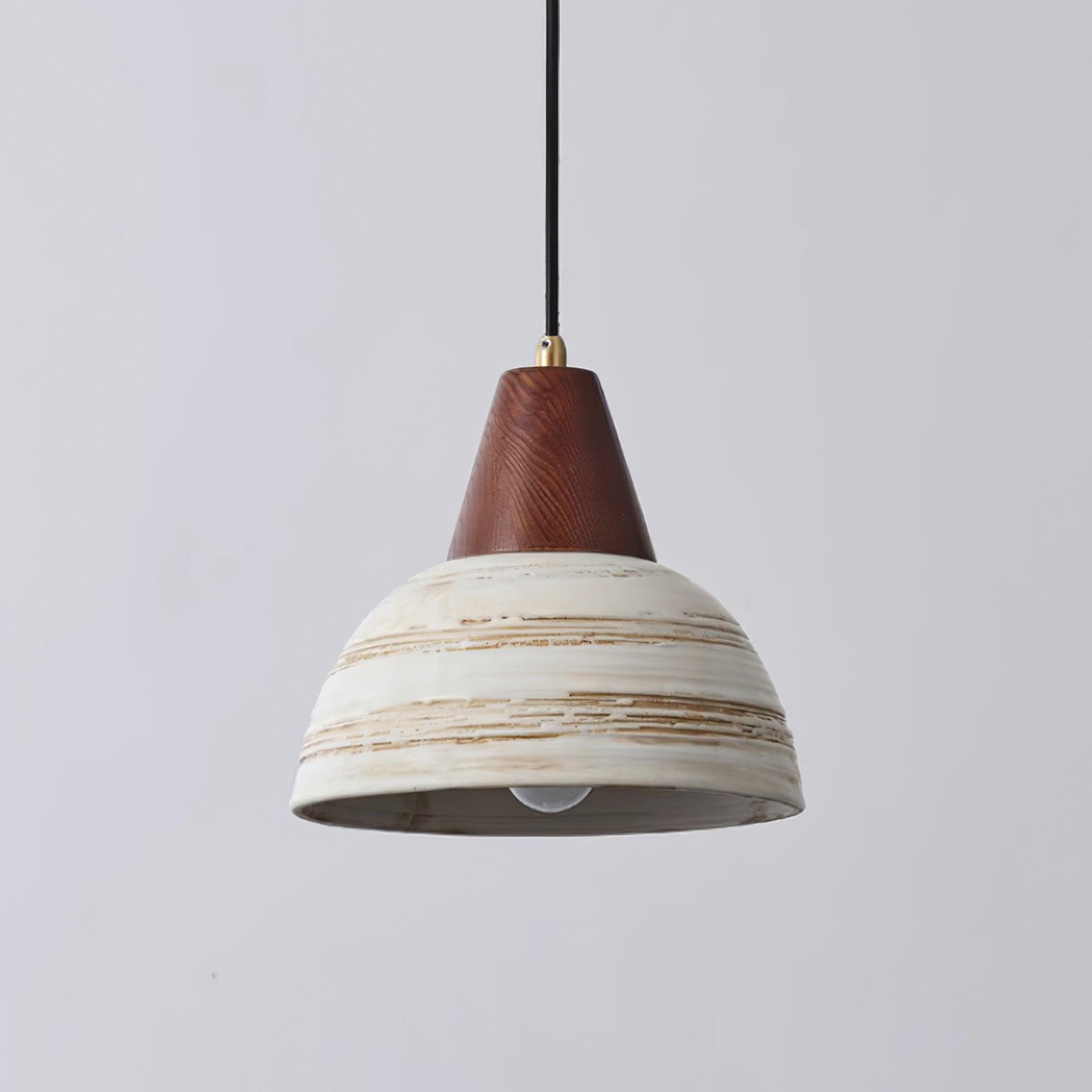 Pendant Lamp Textured Ceramic Shade Tapered Nordic Minimalist