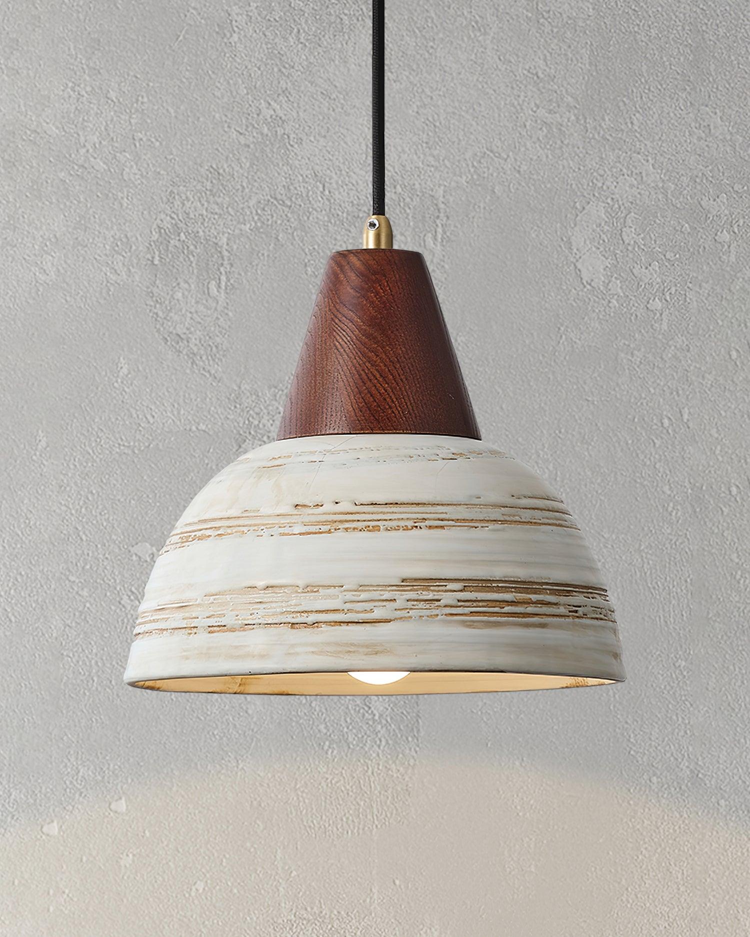Pendant Lamp Textured Ceramic Shade Tapered Nordic Minimalist