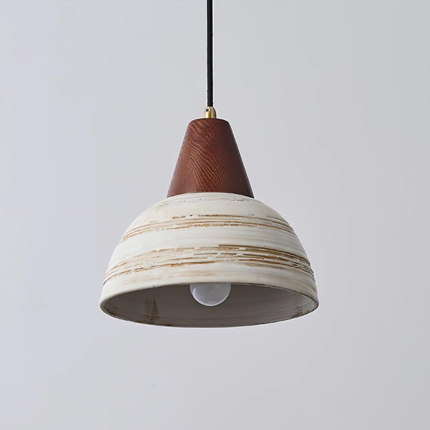 Pendant Lamp Textured Ceramic Shade Tapered Nordic Minimalist
