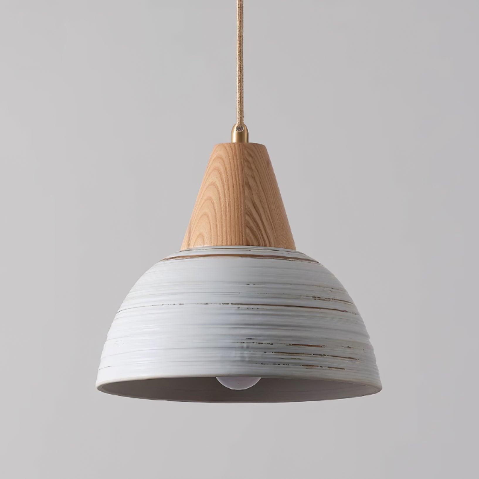 Pendant Lamp Textured Ceramic Shade Tapered Nordic Minimalist