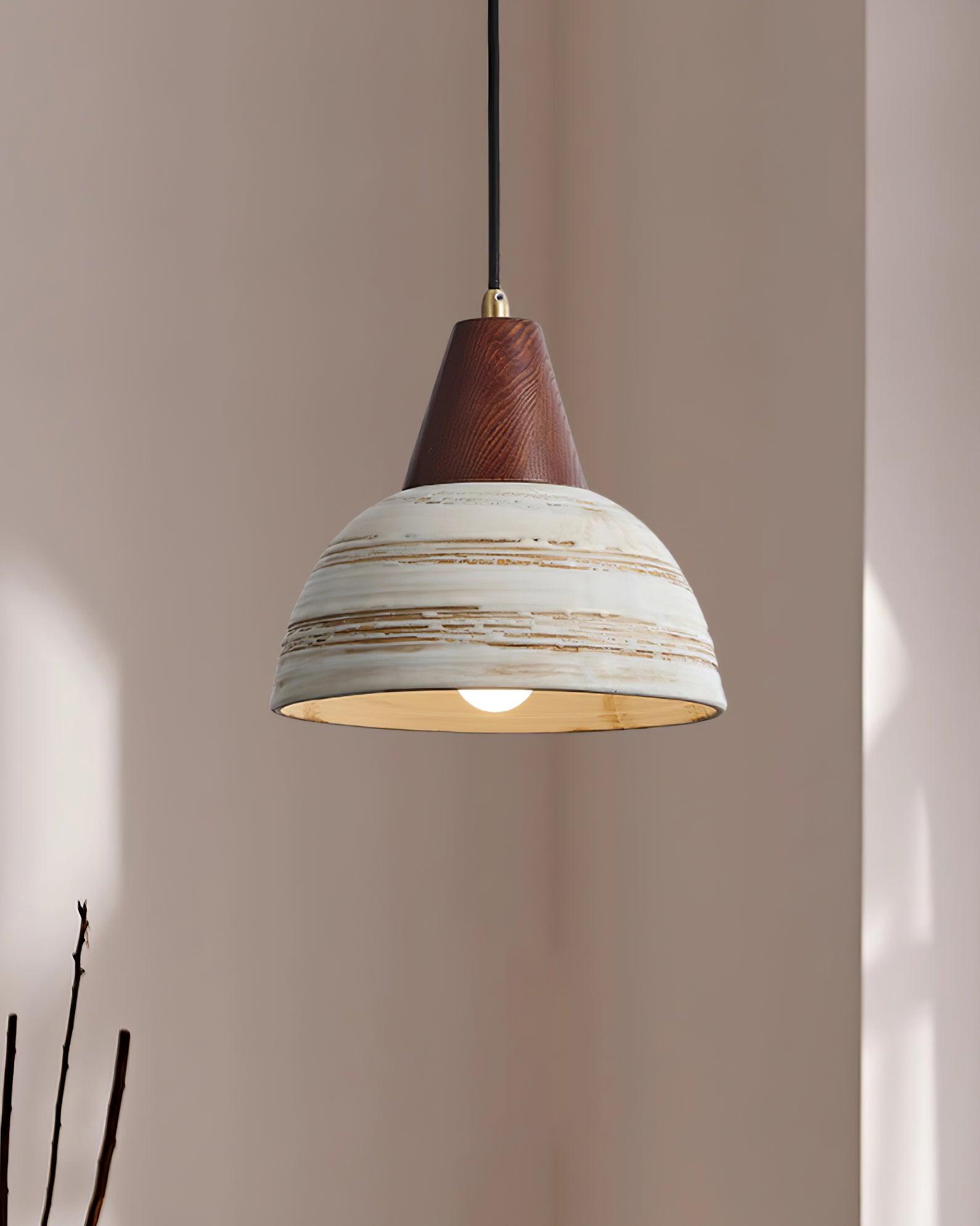 Pendant Lamp Textured Ceramic Shade Tapered Nordic Minimalist