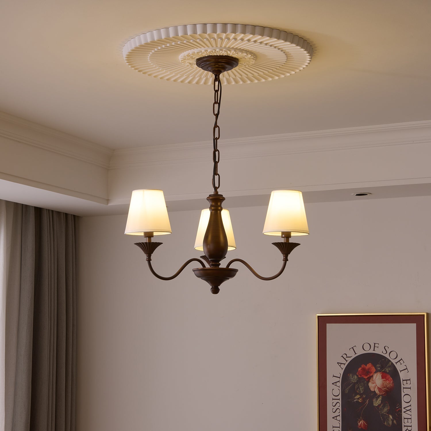 Ulenis Chandelier Fabric Shade Vintage-Neutral Decor