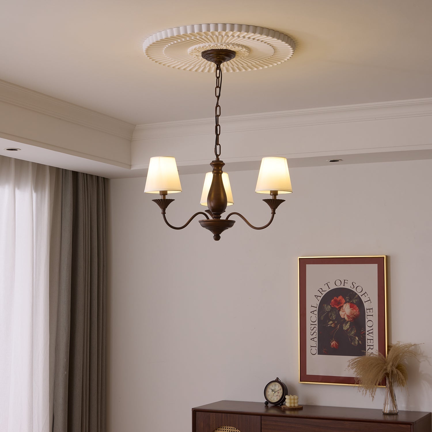 Ulenis Chandelier Fabric Shade Vintage-Neutral Decor