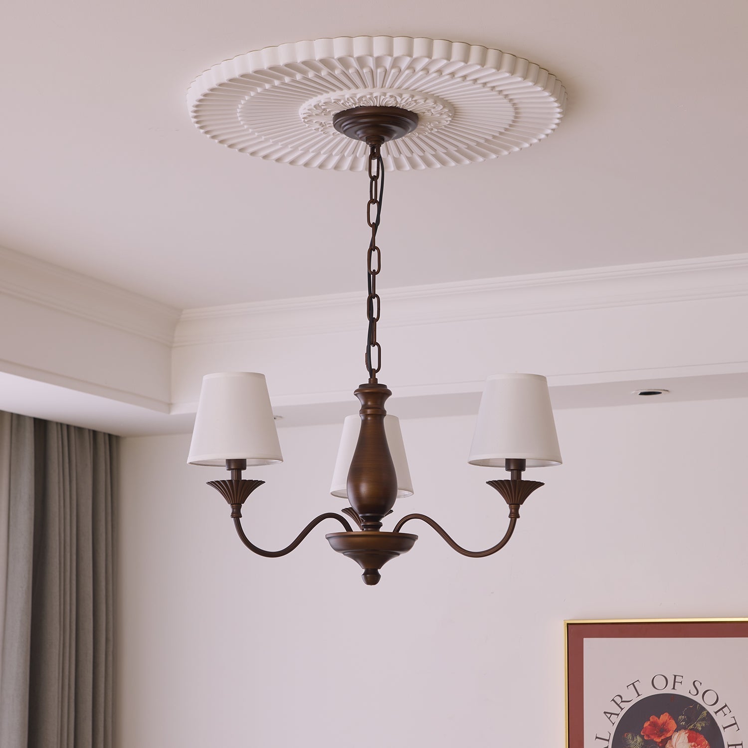 Ulenis Chandelier Fabric Shade Vintage-Neutral Decor