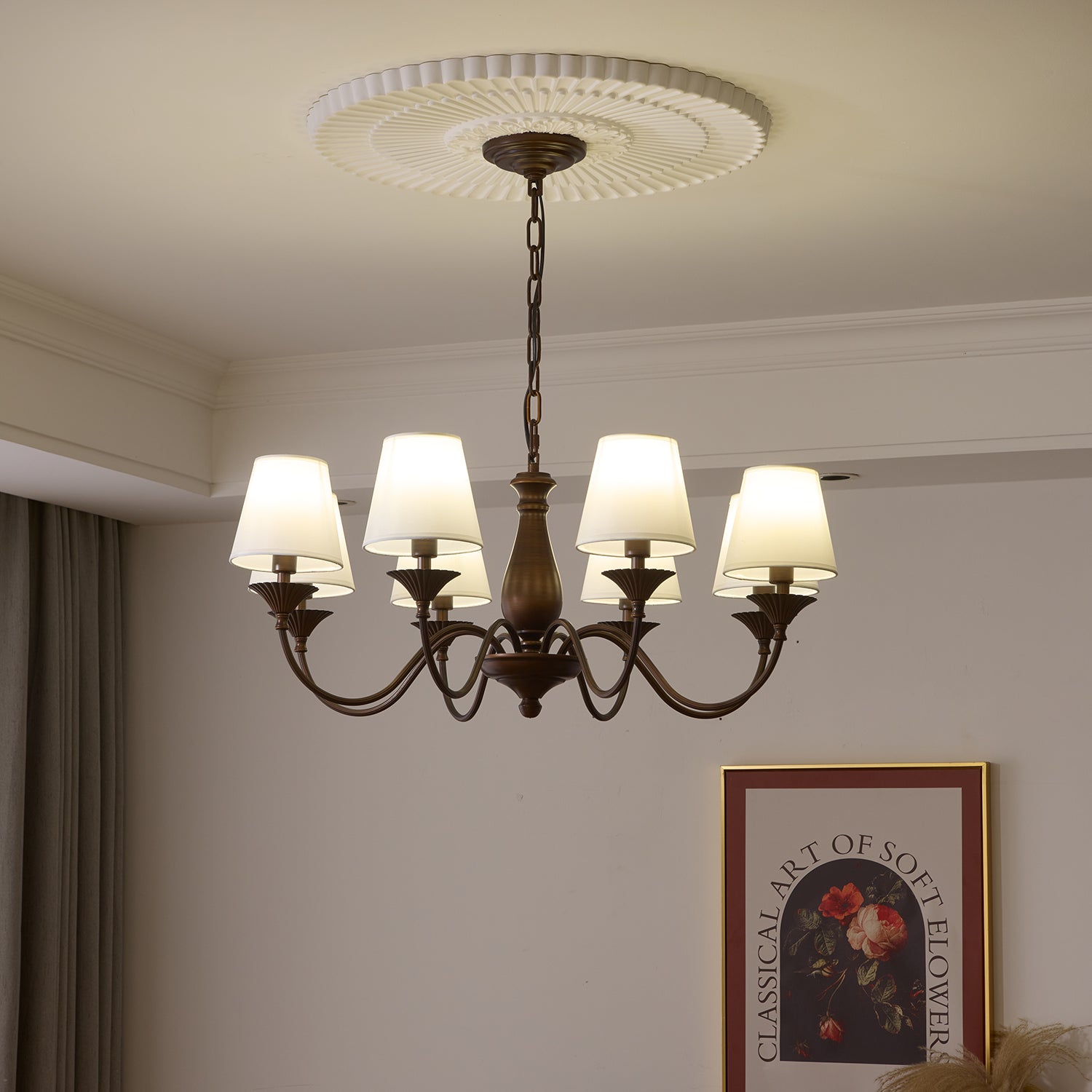 Ulenis Chandelier Fabric Shade Vintage-Neutral Decor