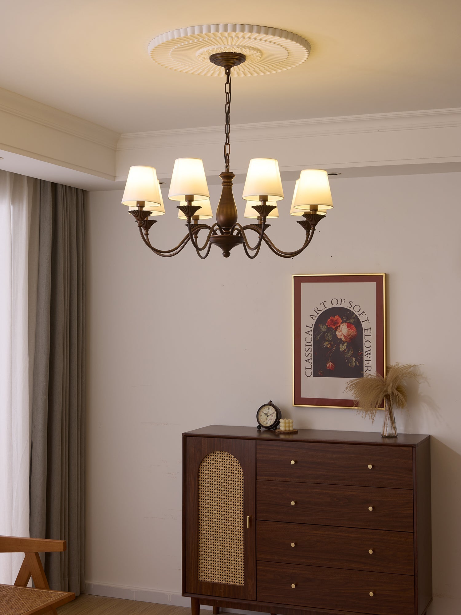 Ulenis Chandelier Fabric Shade Vintage-Neutral Decor