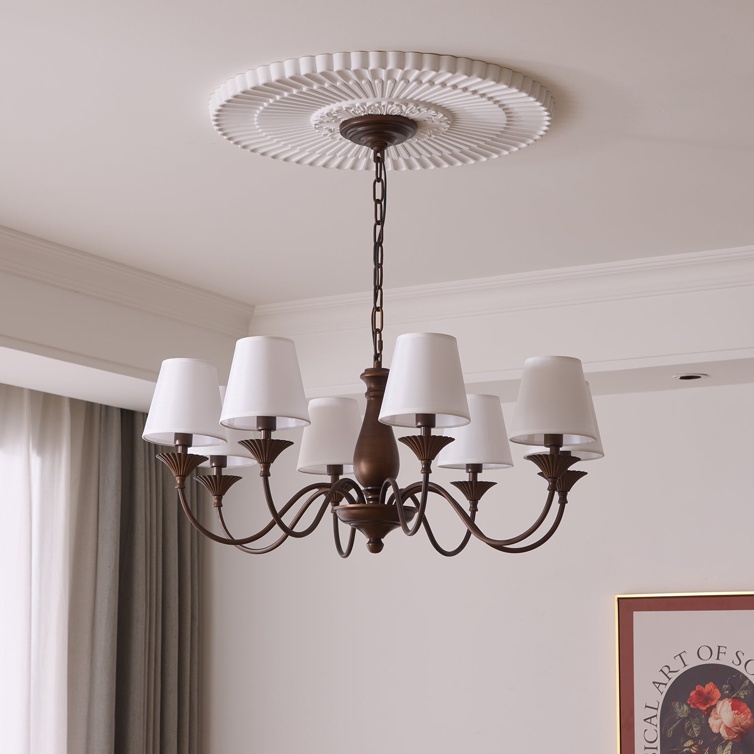 Ulenis Chandelier Fabric Shade Vintage-Neutral Decor
